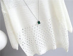 Spring and Summer New Ice Silk Knitted Vest Top Hollow Out Thin Bottoming Sling Streetwear Womens Clothing White Shirt 13686