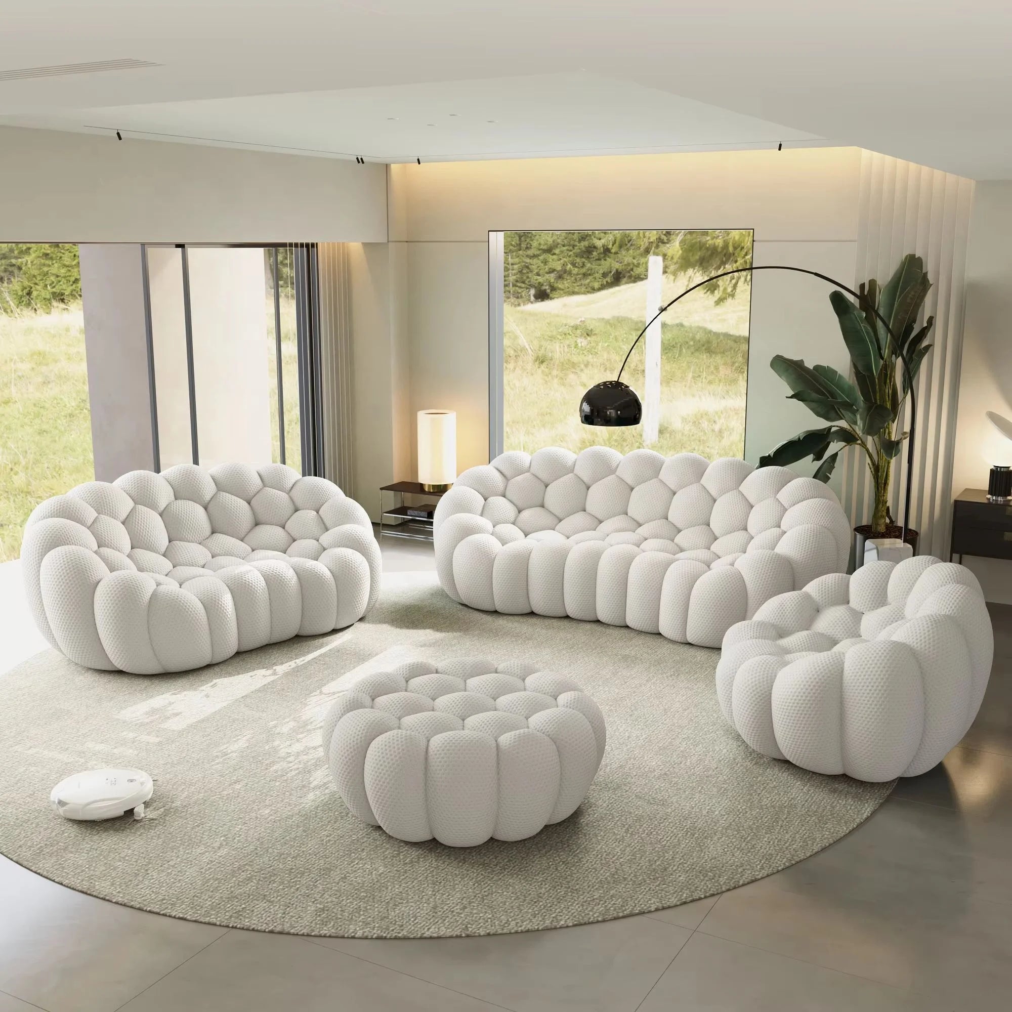 Innovative Business Idea Alibabaa Contemporary Wabi-Sabi Sponge Filled Space Saving Sectional Sofa Set Apartment Mall Furniture Secondary image