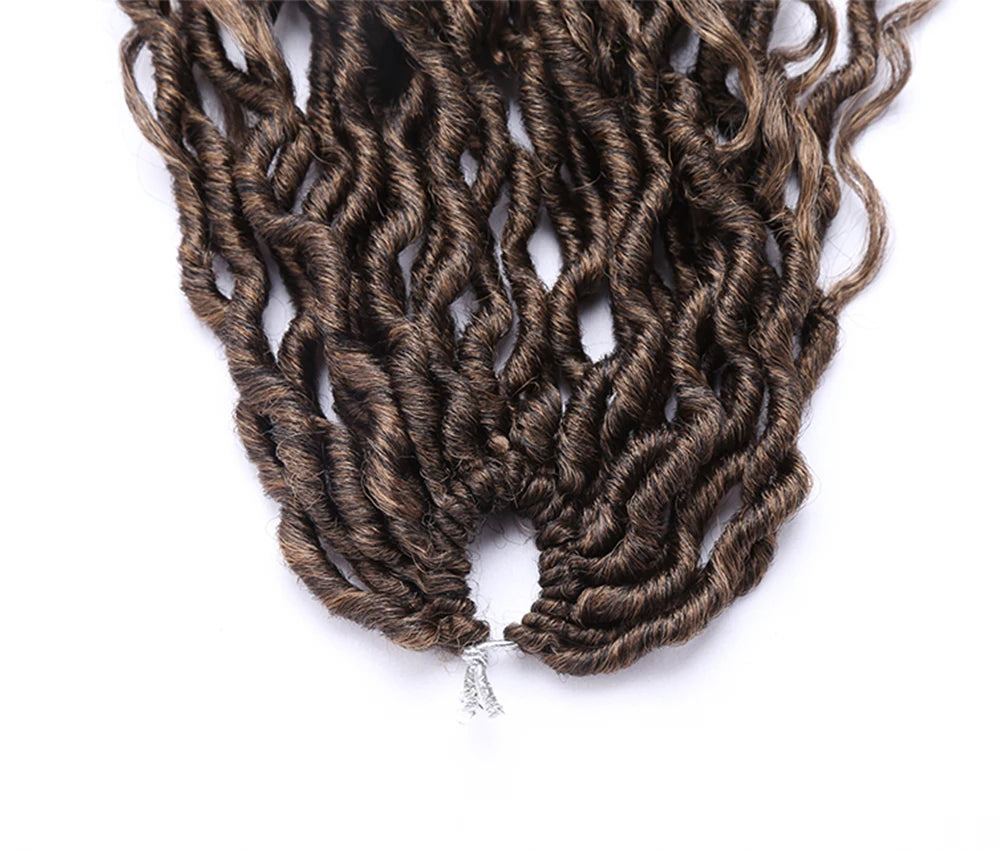 Synthetic Goddess Locs Crochet Hair Braids Curly Faux Locs Braiding Hair Extensions Wig For Women Black Hippie Boho Style