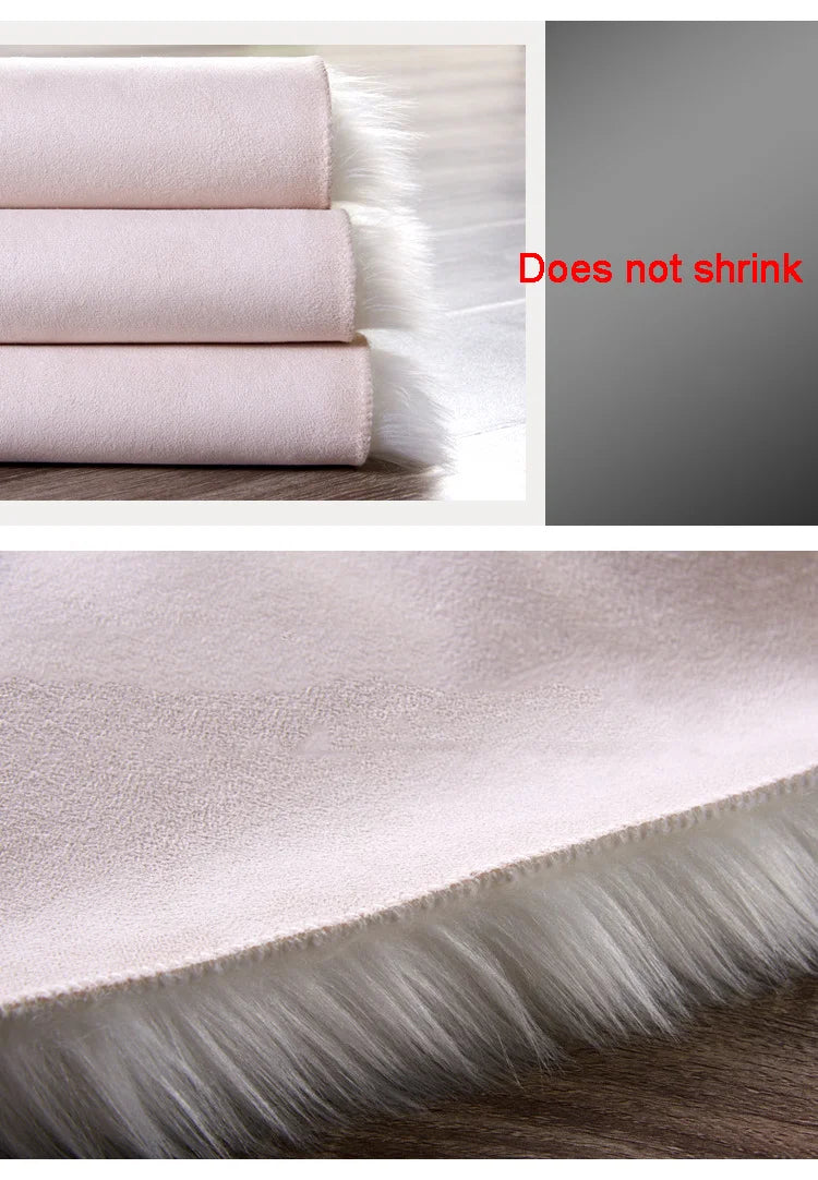 Luxury Imitation Fur Cushion Plush Sofa Carpet Faux Fur Sheepskin Rug Balcony Bay Window Mat Kid's Bedroom Fluffy Blanket White