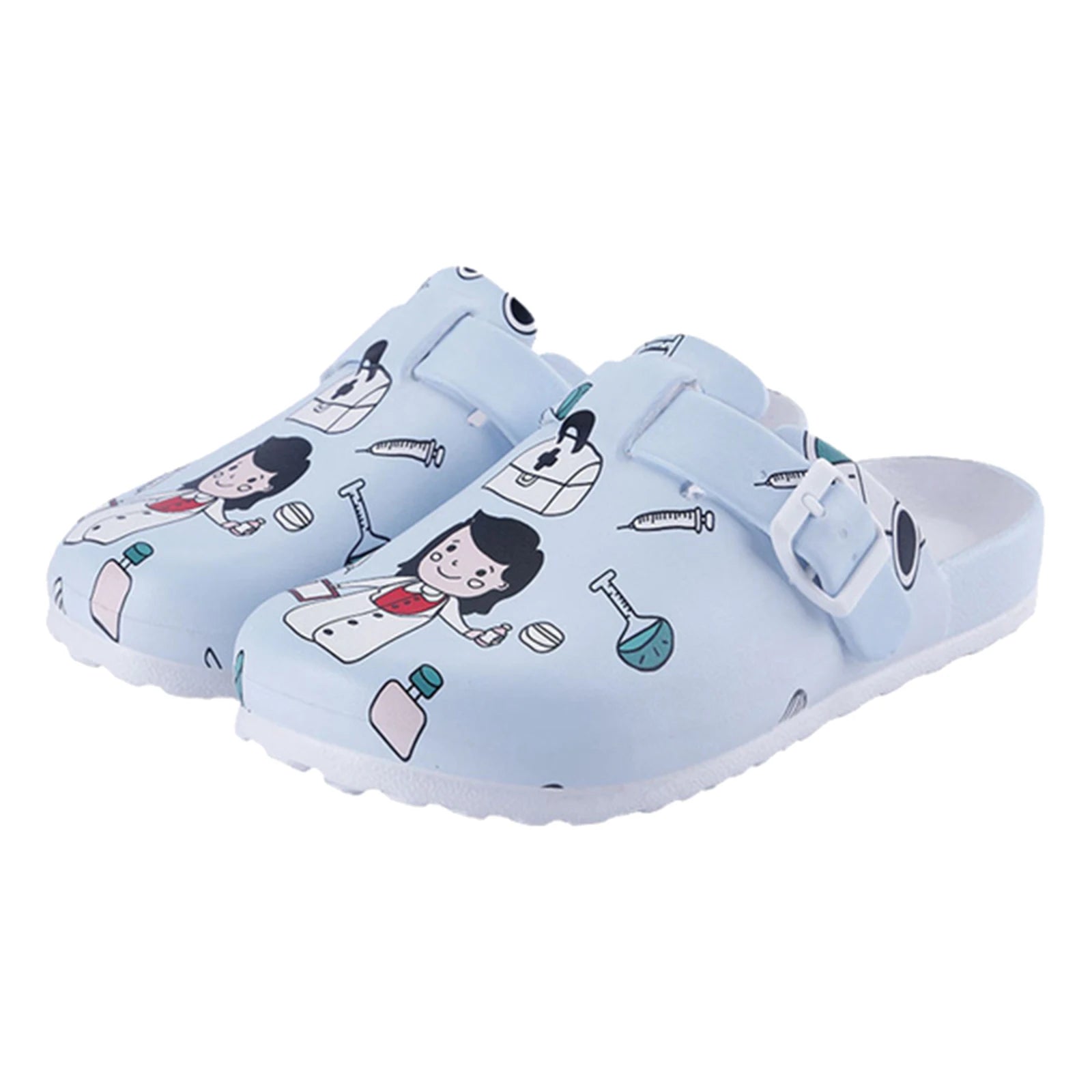 Patterned Nursing Shoes for Women Garden Shoes Waterproof Platform Slippers Sandals Nurse Clogs Slip Resistant Work Chef Shoes