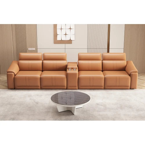 OEHOME Modern Power Recliner Sofa Set 4-Seat Modular Sectional Storage Console USB Ports Polyester Tufted Upholstered