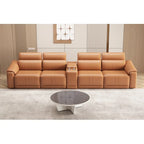 OEHOME Modern Power Recliner Sofa Set 4-Seat Modular Sectional Storage Console USB Ports Polyester Tufted Upholstered