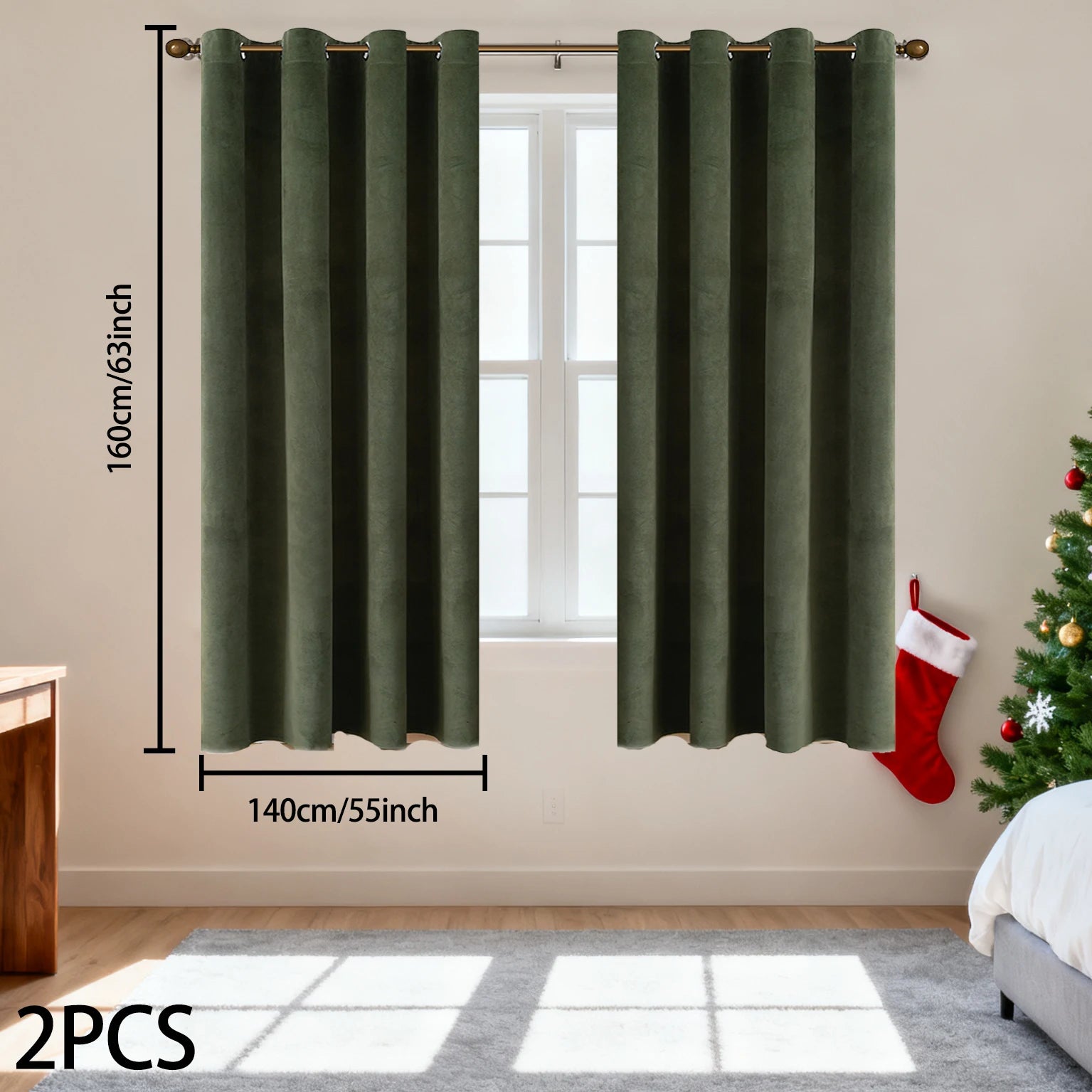 JA Super Soft Luxury Blackout Heat Insulation Shading Noise Reduction Curtains Green Velvet Modern Insulated