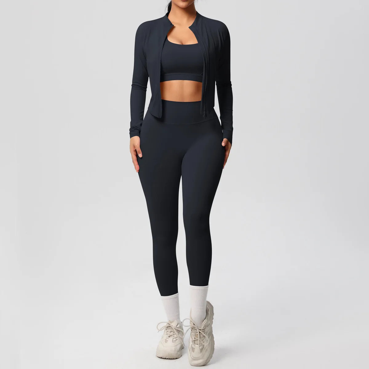 European American Cloud Sense Breathable Solid Yoga Vest Jacket & Sports Bra 2-Piece Set for Pilates Running Outdoor Yoga Secondary image