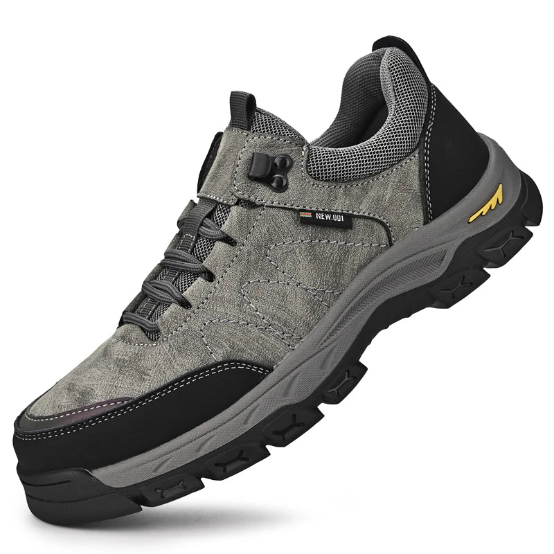 OEM Service Cow Genuine Leather Waterproof Anti Slip Hiking Work Shoes for Men