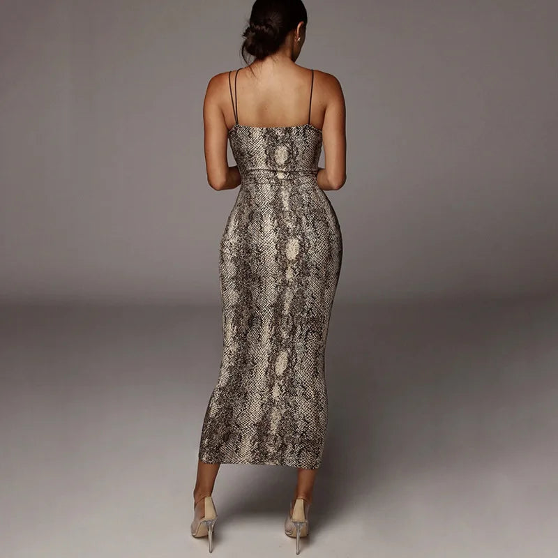 leopard print sleeveless V-neck sexy Hipster Fashion midi dress spring women fashion streetwear Christmas party outfits