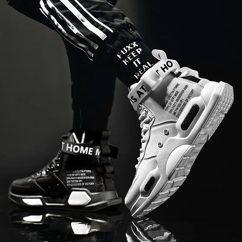 Men's High Top Fashion Leather Sneakers Trend Hot Sale Comfortable Man Casual Shoes Outdoor Non-slip Breathable Men Shoes 39-48 Main image