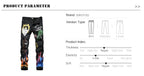 Sokotoo Men's fashion letters flame black printed jeans Slim straight colored painted stretch pants