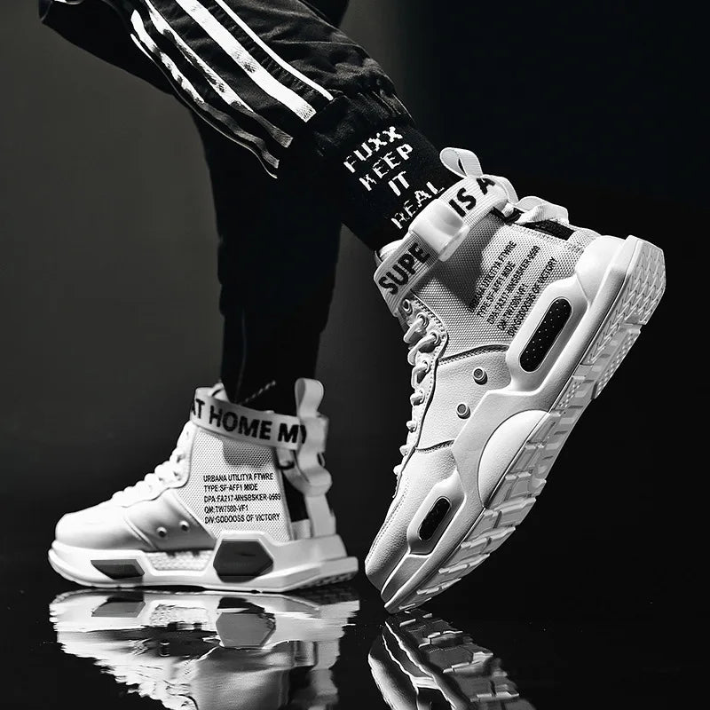 Men's High Top Fashion Leather Sneakers Trend Hot Sale Comfortable Man Casual Shoes Outdoor Non-slip Breathable Men Shoes 39-48 Secondary image