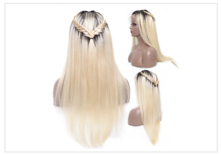 1B 613 Body Wave Human Hair Wig 13x6 Hd Lace Frontal Wig Brazilian 2 Tone Dark Root Ombre Blonde Lace Front Wigs For Black Women
