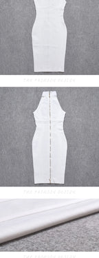 HQBORY Sexy sleeveless Vintage Black Bandage Dress Summer Women Slim Runway White Dress Bodycon Tank Turtleneck XL Vestido