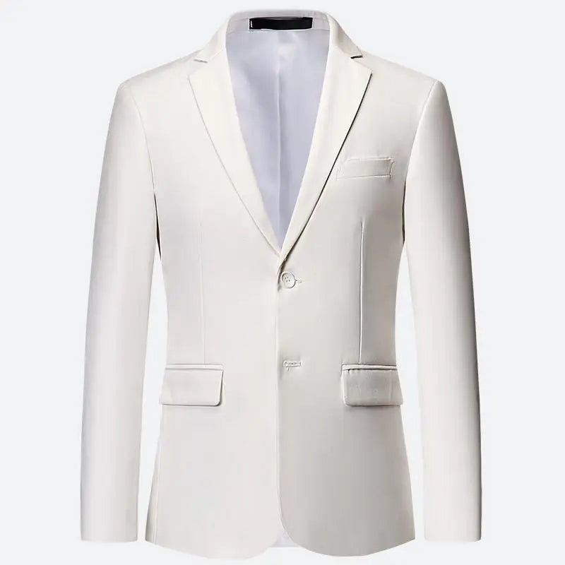 Plus Size 6XL 5XL Plain Color White Formal Jackets Two Bittons Long Sleeve Korean Mens Suit Jackets Office Wear Wedding Blazer Main image