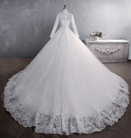 Muslim Wedding Dress 2026 Elegant High Neck With Train Princess Bride Dress Luxury Lace Embroidery Wedding Gown Vestido De Noiva