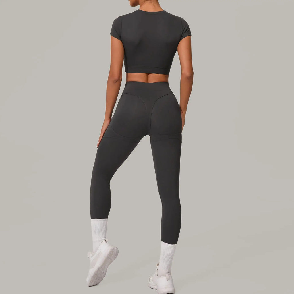 New Style Women Quick-drying Yoga Set High-waisted Butt-lifting Leggings Tight-fitting Top for Running Exercise Fitness Training