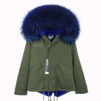 MAOMAOKONG 2025 & 2026 Real Fur Coat New Fashion Fox Fur Collar Winter Women's clothing Removable Lining Thickened Jacket Short Parka
