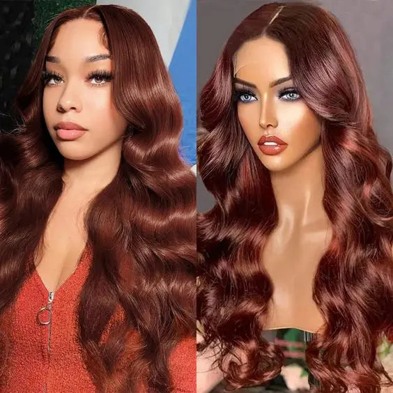 Pre Plucked Raw Brazilian ReddishBrown Body Wave 13x4 HD Glueless Lace Front Wig Human Hair Lace Frontal Wigs for Black Women Secondary image