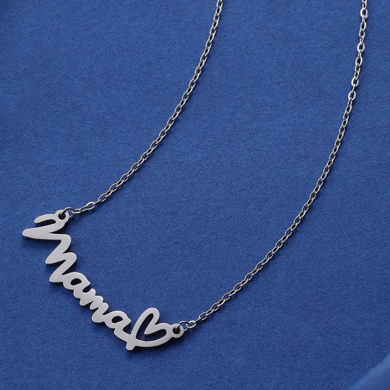 XL-B-05242 New Minimalist Design MAMA Heart-shaped Collarbone Chain Necklace, Popular on in Europe, America