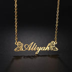 Custom Name Necklace Double Butterfly Letter Name Pendant Stainless Steel Necklace Personalized Gift for Women Men Hainon 2818