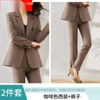 S-4XL Long Sleeved Professional Suit and Pants Formal Set Interview Sales Workwear