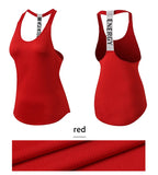 Women Gym Tops Black Sleeveless Yoga Top Women Fitness Shirt Gym Vest Running workout Sports Tops Letter Backless Shirt