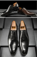 Hanmce Oxford Shoes Fashion Genuine Leather Breathable Patent  Shoes For Men