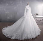 Muslim Wedding Dress 2026 Elegant High Neck With Train Princess Bride Dress Luxury Lace Embroidery Wedding Gown Vestido De Noiva
