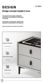 Modern Simple Luxury Smart Bedside Table New Solid Wood Multi-Functional Wireless Charging Accessible Internet Bedroom Furniture