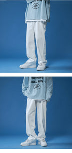 Straight Jeans men white Loose unisex Denim Trousers Trend Neutral Jeans Men baggy Casual Solid  Man Women Pants Hip Hop jeans