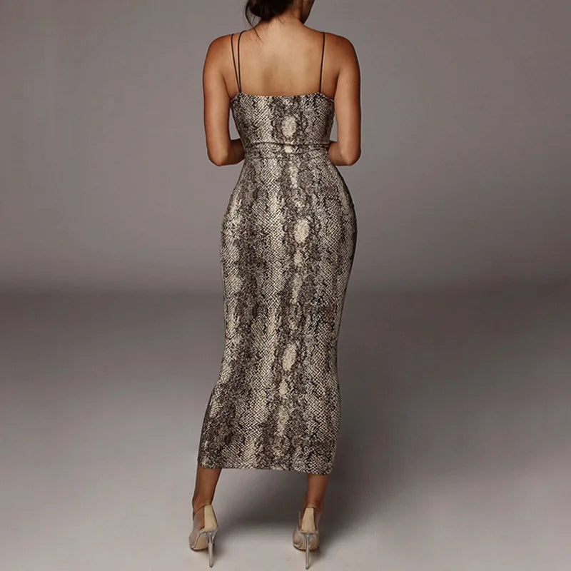 leopard print sleeveless V-neck sexy Hipster Fashion midi dress spring women fashion streetwear Christmas party outfits