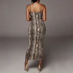 leopard print sleeveless V-neck sexy Hipster Fashion midi dress spring women fashion streetwear Christmas party outfits