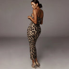 leopard print sleeveless V-neck sexy Hipster Fashion midi dress spring women fashion streetwear Christmas party outfits