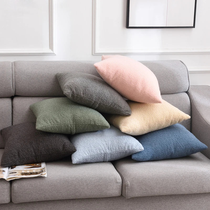 Plush Cushion Cover Cozy Faux Fur Teddy Pillow Cover For Sofa Living Room 18x18 Decorative Pillows Nordic Home Decor Pillowcase