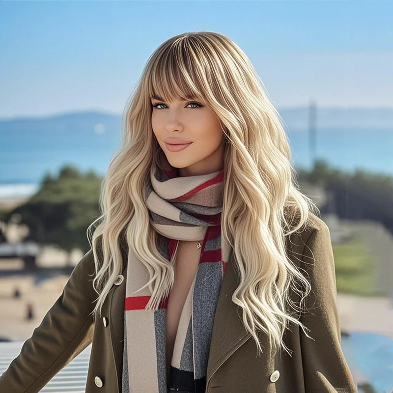 Wholesale Price Blonde Curvy Wig Synthetic Headband Wig Synthetic Wigs for Ladies SM8008