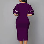 Elegant Women Dress 2021 Summer Fashion V Neck Short Sleeve Sexy Slim Dress Vintage Patchwork Casual Lady Party Dresses Vestido