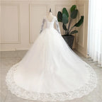 Wedding Dress 2026 The Elegant Half Sleeve Sexy V-neck Court Train Ball Gown Princess Vintage Lace Wedding Dresses Plus Szie