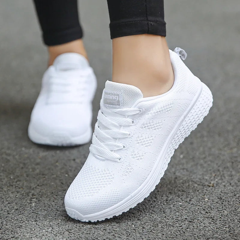 Women Casual Shoes Fashion Breathable Walking Mesh Flat Shoes Sneakers Women 2021 Gym Vulcanized Shoes White Female Footwear Main image