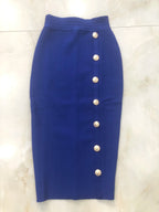 New Arrival Women Button Black Blue Red Bodycon Bandage Skirt 2026 Designer High Waist High Street Party Club Pencil Skirt 75cm
