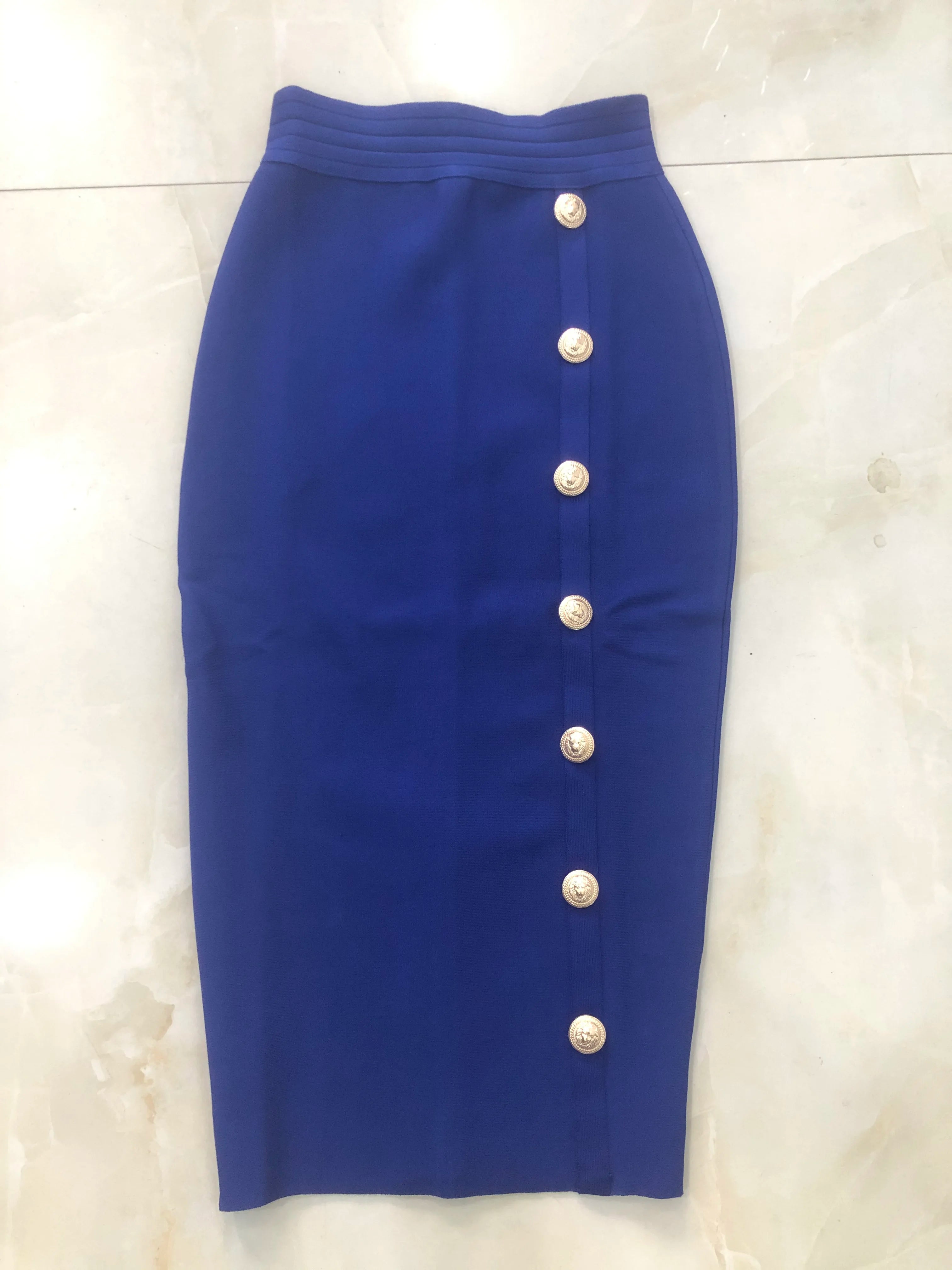 New Arrival Women Button Black Blue Red Bodycon Bandage Skirt 2026 Designer High Waist High Street Party Club Pencil Skirt 75cm