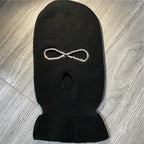 Shining Diamond Balaclava Face Mask Women Pink Sport Knitted Fleece Ski Mask for Women Three Hole Hat Shiny Rhinestone