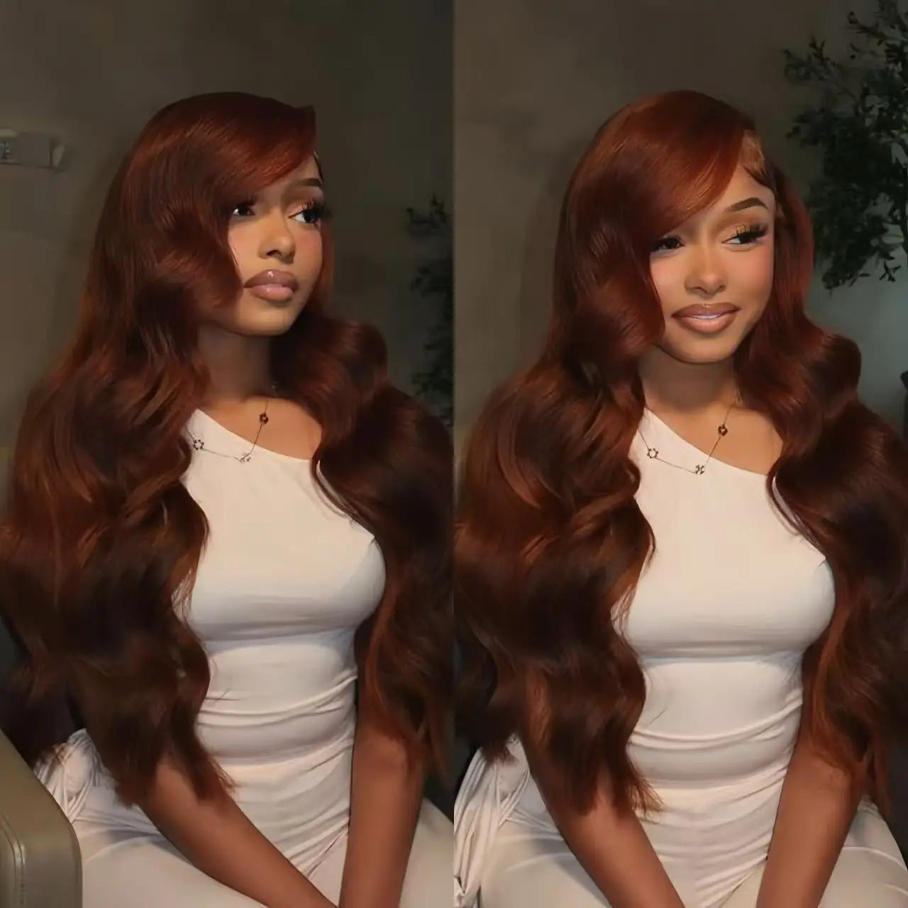 Pre Plucked Raw Brazilian ReddishBrown Body Wave 13x4 HD Glueless Lace Front Wig Human Hair Lace Frontal Wigs for Black Women Main image