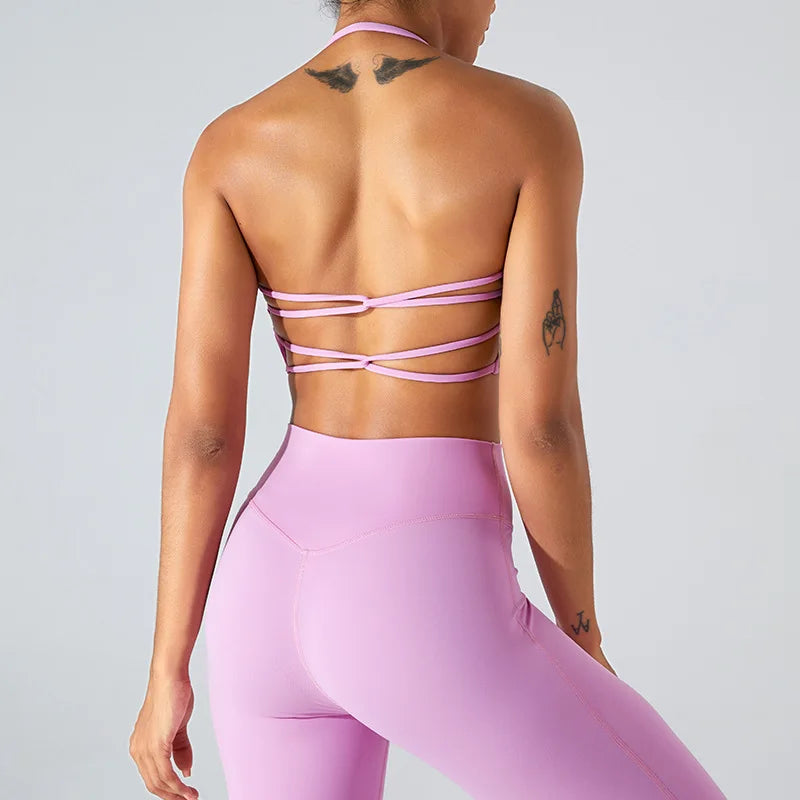 Women's High Quality Custom Logo Seamless Gym Tops Padded Cross Strap Workout Athletics Fitness Yoga Bras