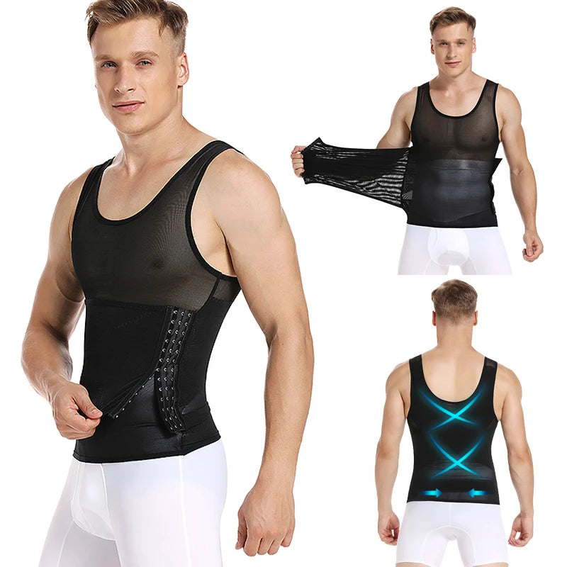 Shape Men Slimming Body Shaper Waist Trainer Vest with Tummy Control Girdle Posture Back Correction Abdomen Tank Top Shaperwear Secondary image