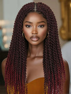 WIGER Full Double Lace Braided Wig with Pre Plucked Baby Hair Senegalese Style Black 24 Inch 180g