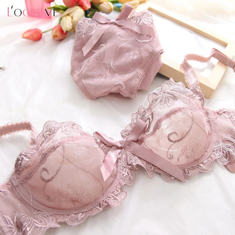 Logirlve Sexy Lingerie Female Push Up Bra Sets Seamless Bra For Women's Lace Underwear Two-piece Bralette Woman Set Main image