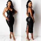 faux leather dress women dresses for women 2026 birthday outfits female dresses casual PU winter clothes