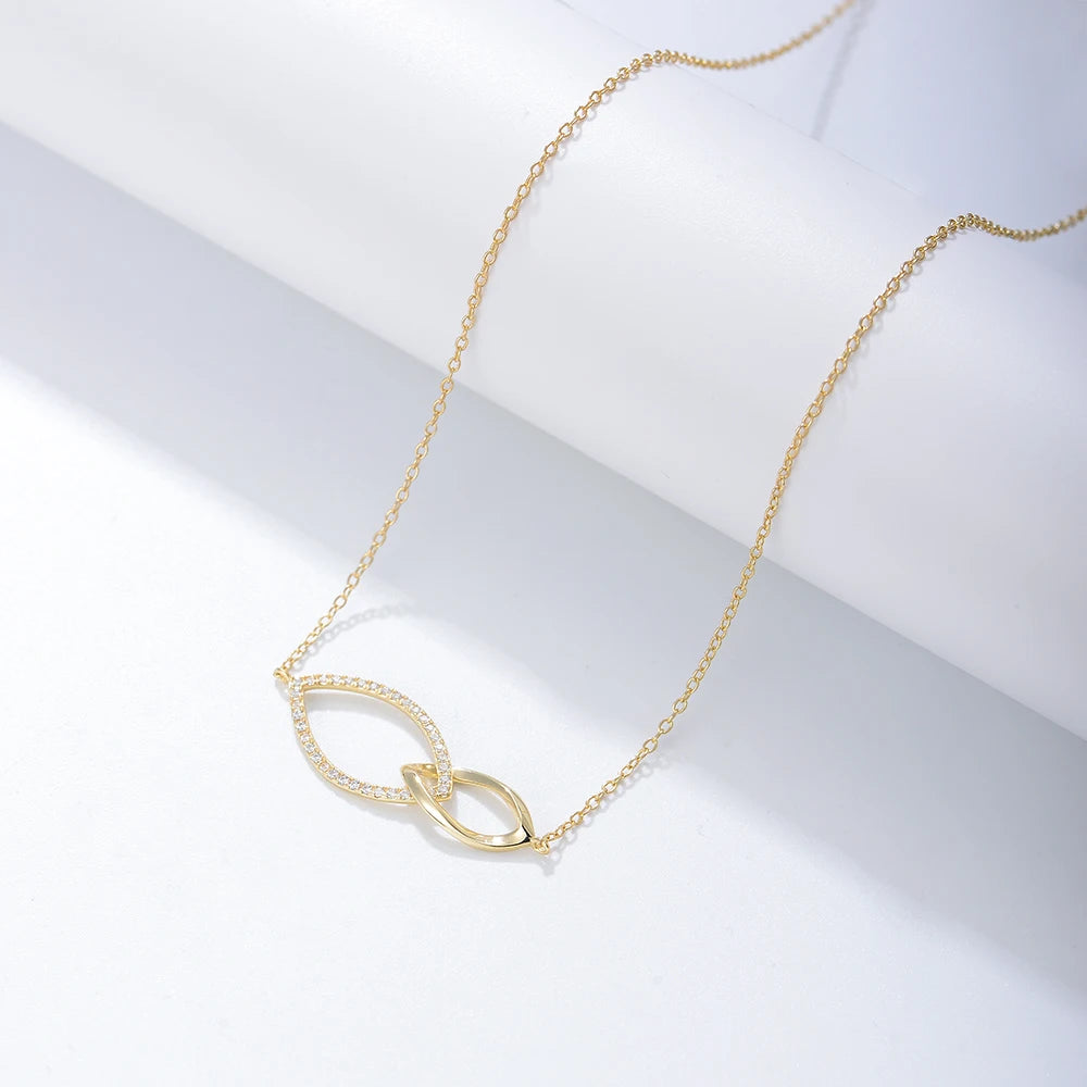 Custom Jewelry Plated Pendant Geometric Couple Pendant Jewelry Trendy Silver Necklace Gold for Woman Accessories Zircon Stone