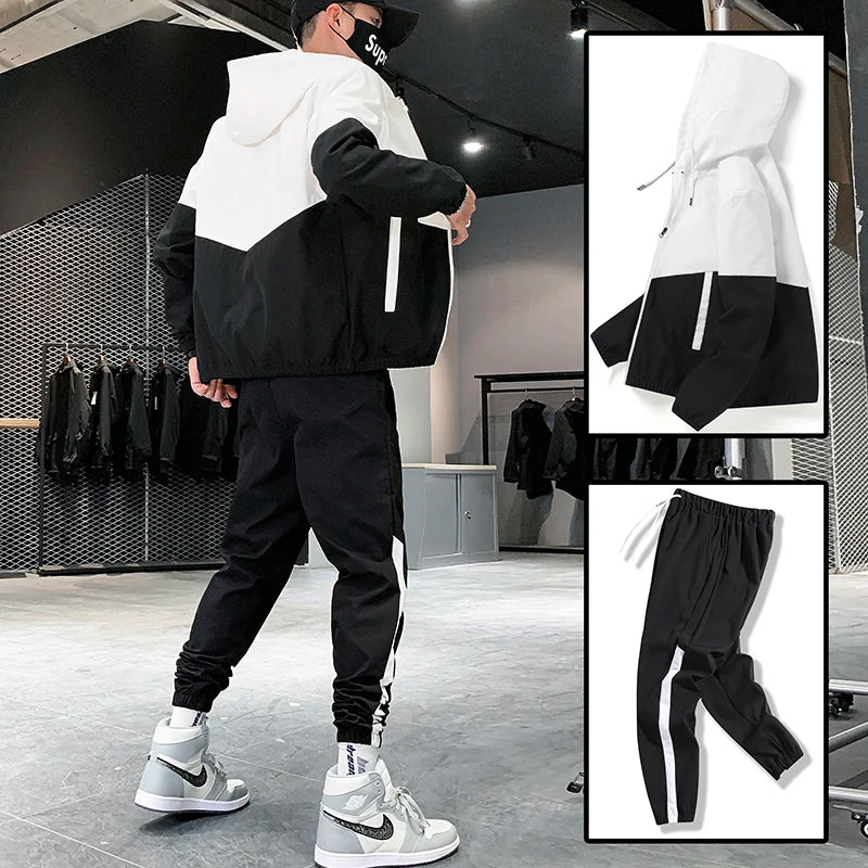 2025 Men Tracksuit Casual Joggers Hooded Sportswear Jackets And Pants 2 Piece Sets Hip Hop Running Sports Suit Secondary image