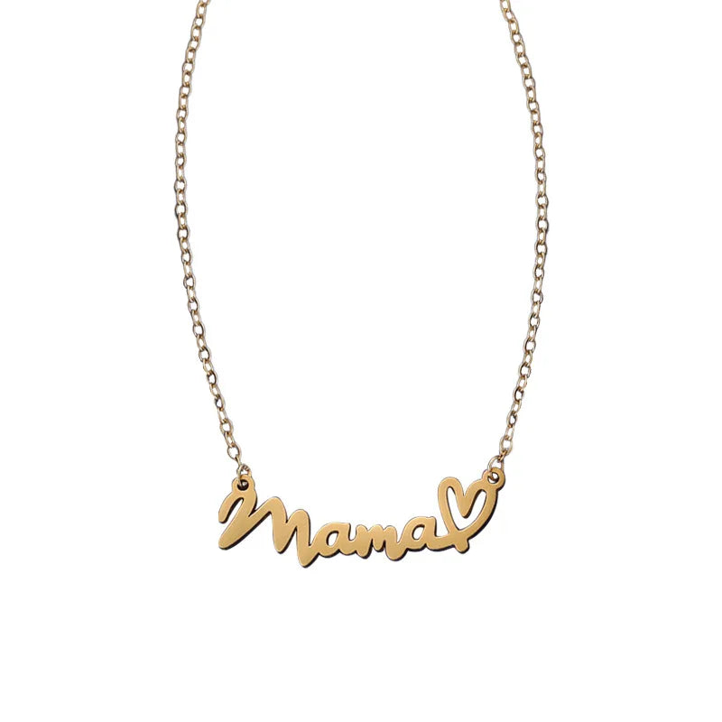 XL-B-05242 New Minimalist Design MAMA Heart-shaped Collarbone Chain Necklace, Popular on in Europe, America