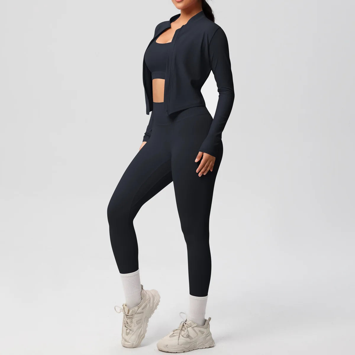 Cross-border Europe United States Solid Color Double-sided Breathable Wrinkle-resistant for Two-piece Sports Yoga Secondary image